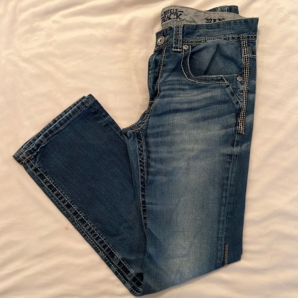 MENS BUCKLE BLACK BLUE JEAN
